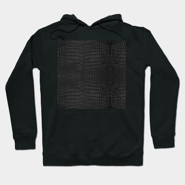 Black Crocodile Leather Print Hoodie by Looly Elzayat